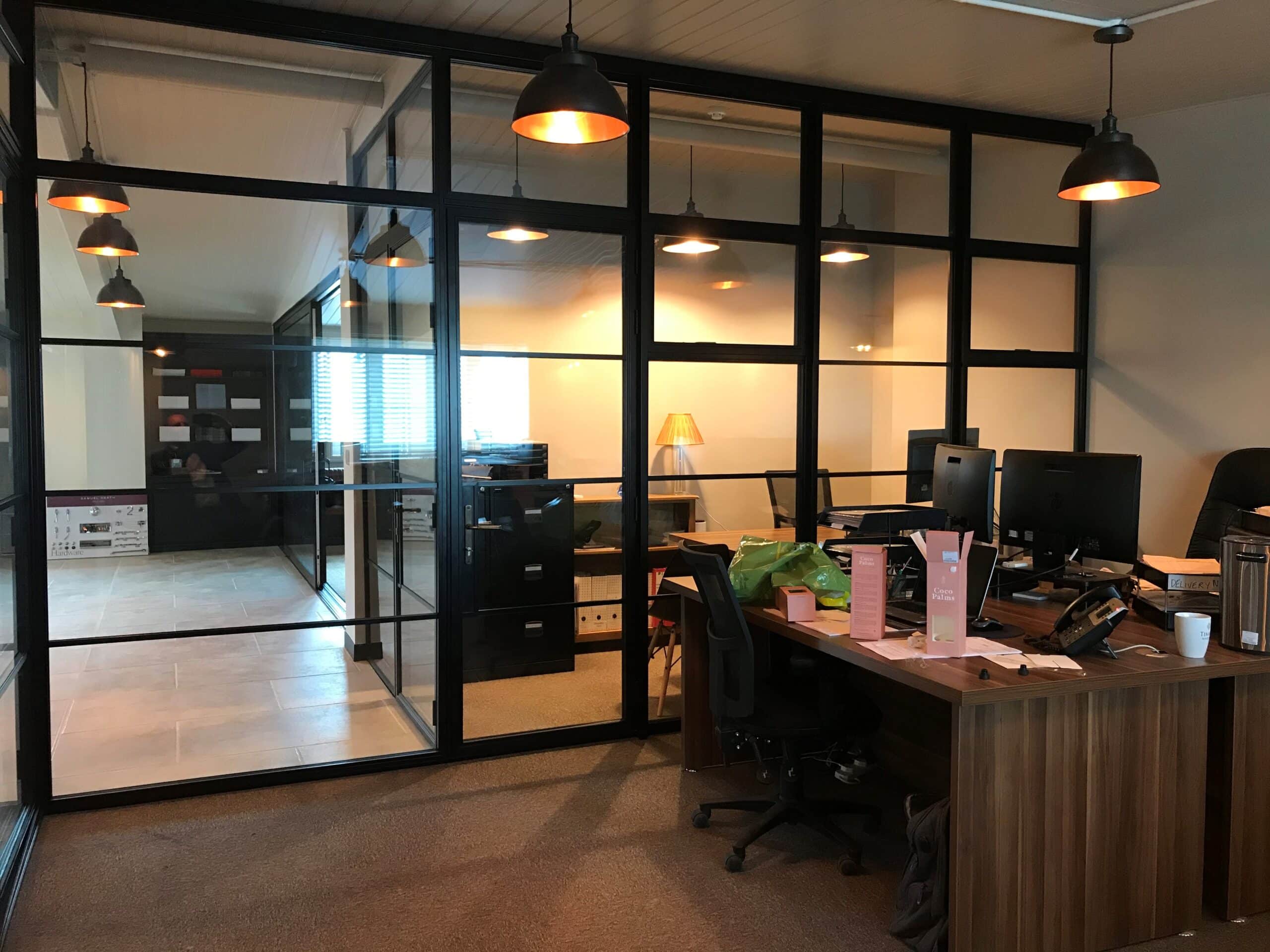 picture of steel-look office partition.