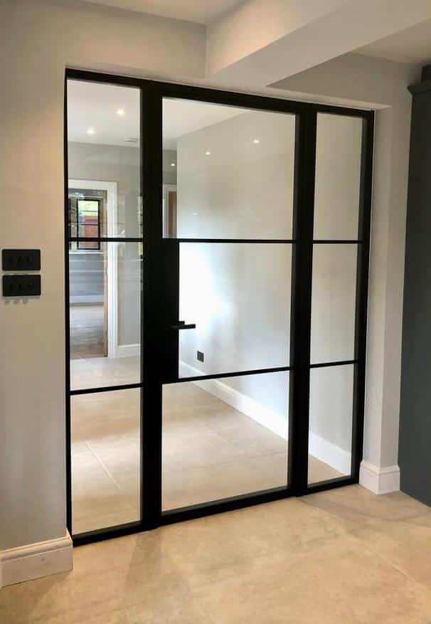 hallway doors int he steel-look with slimline bars