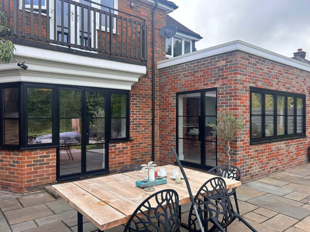 Patio area showing new windows and doors