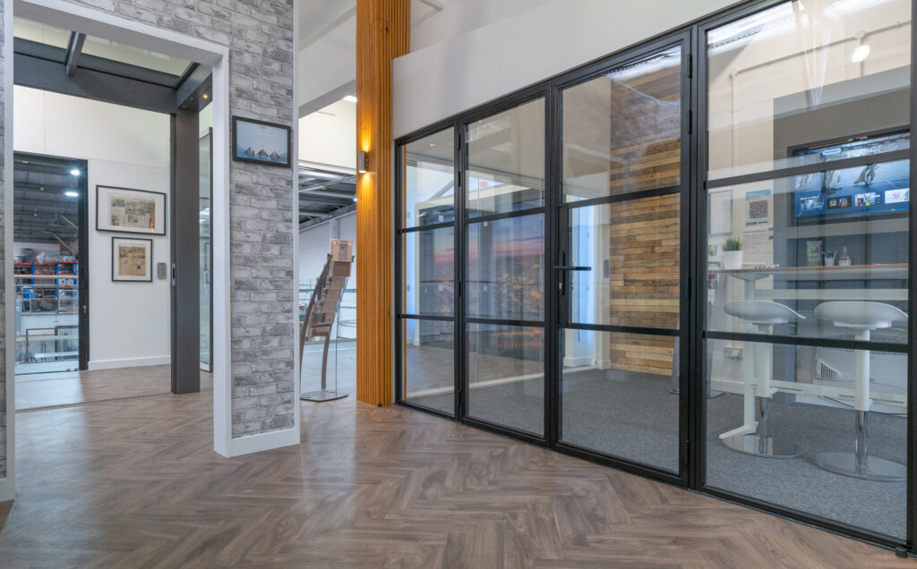 Aluco bifold doors in a kent window showroom